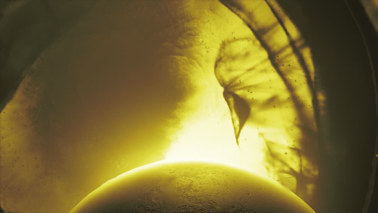 затмение орбиты планеты в туманности - анимация