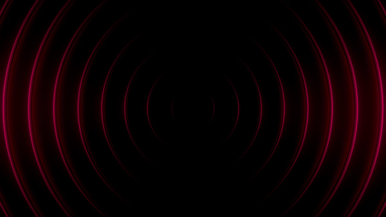 Red Pulsating Concentric Rings Forming Dark Abstract Tunnel. Looped 3D rendering