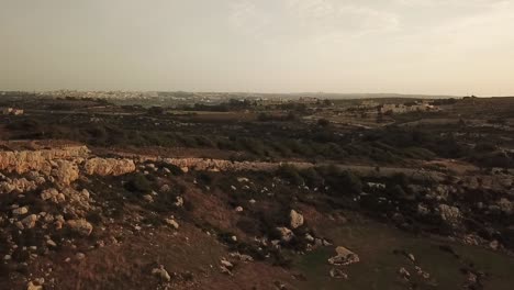 aerial view of the victoria lines, malta, europe. track-dolly shot of the cliffs and wall.