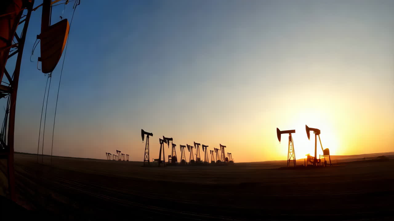 Oil Pump Jack Maintenance at Sunset