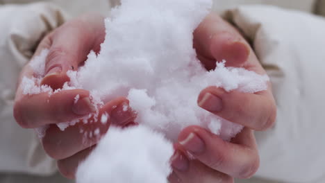 hands with snow