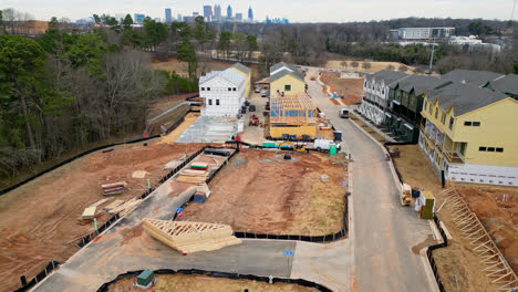 aerial of condominium buildings construction, atlanta, ga, usa