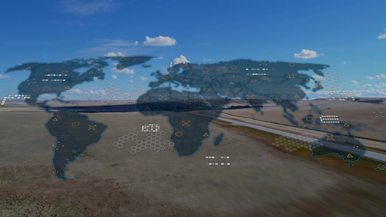 animación de las conexiones globales sobre el desierto