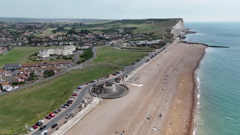 seaford east sussex england beach drone,aerial high angle