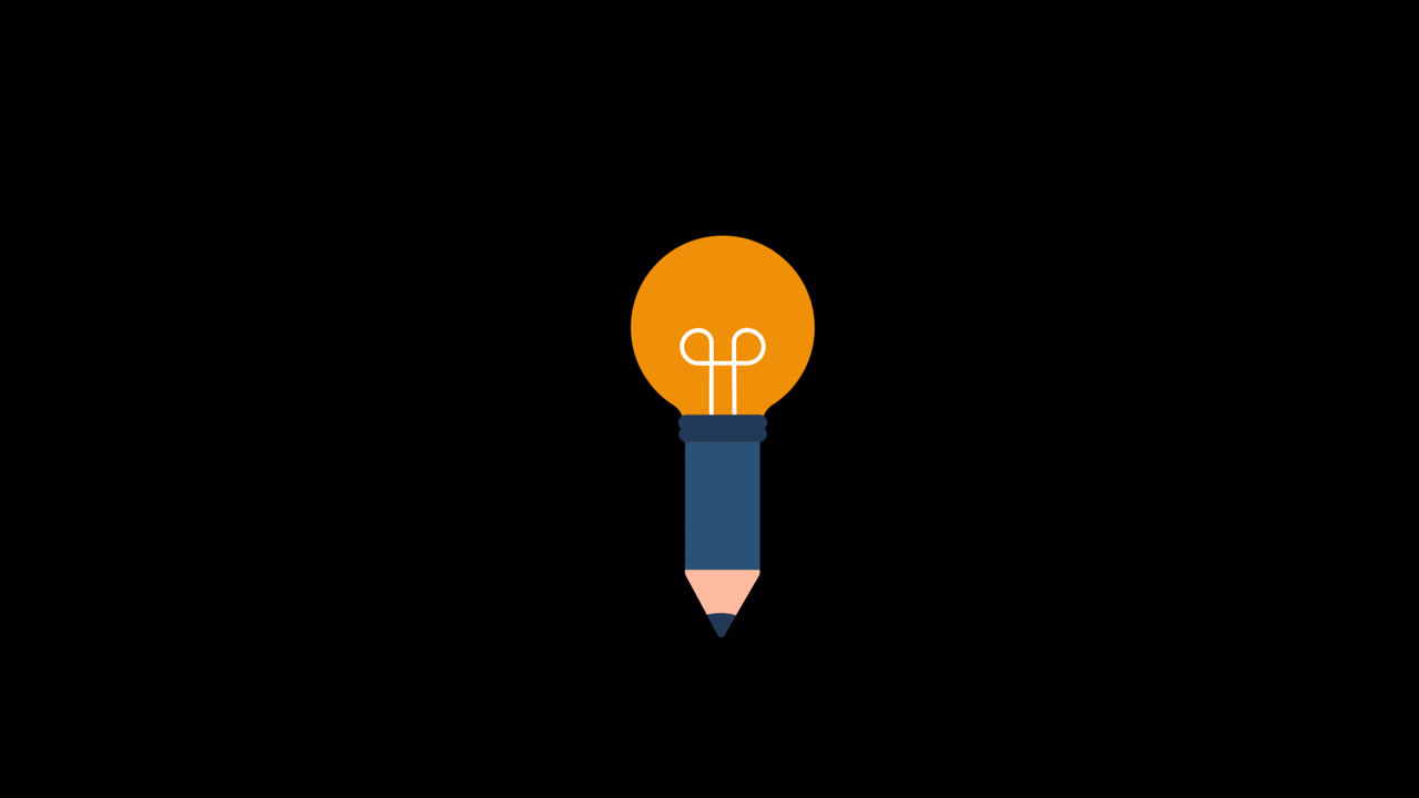 Animated Pencil with Light Bulb Idea Concept