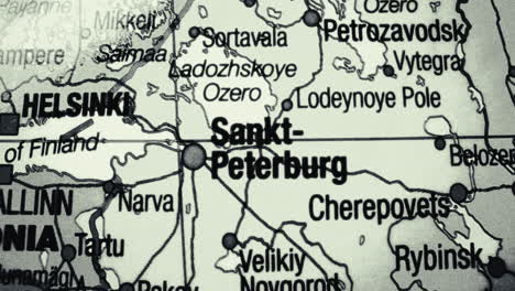 map of northern europe with cities like st. petersburg, helsinki, and tallinn highlighted
