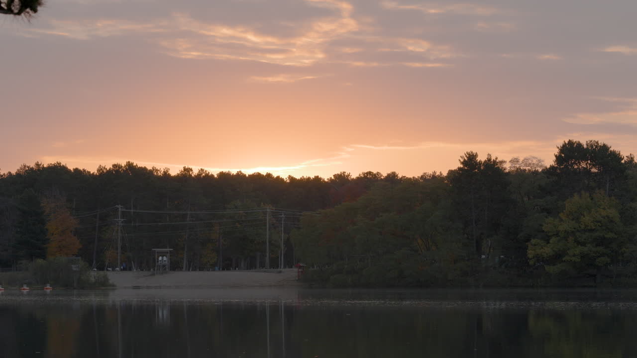 Small pond at sunrise. Shot in 4k