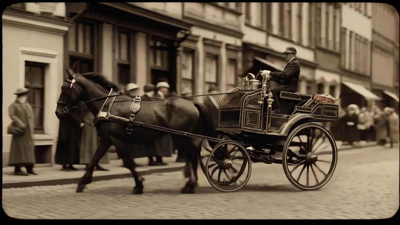 Horse-Drawn Carriage in a European City Street