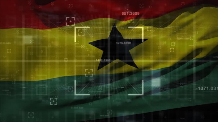 Animazione di elaborazione dati sulla bandiera del Ghana