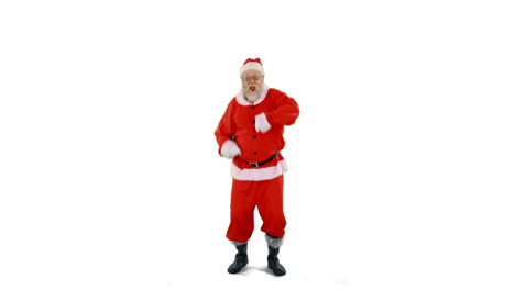 Santa-claus-dancing-against-white-background