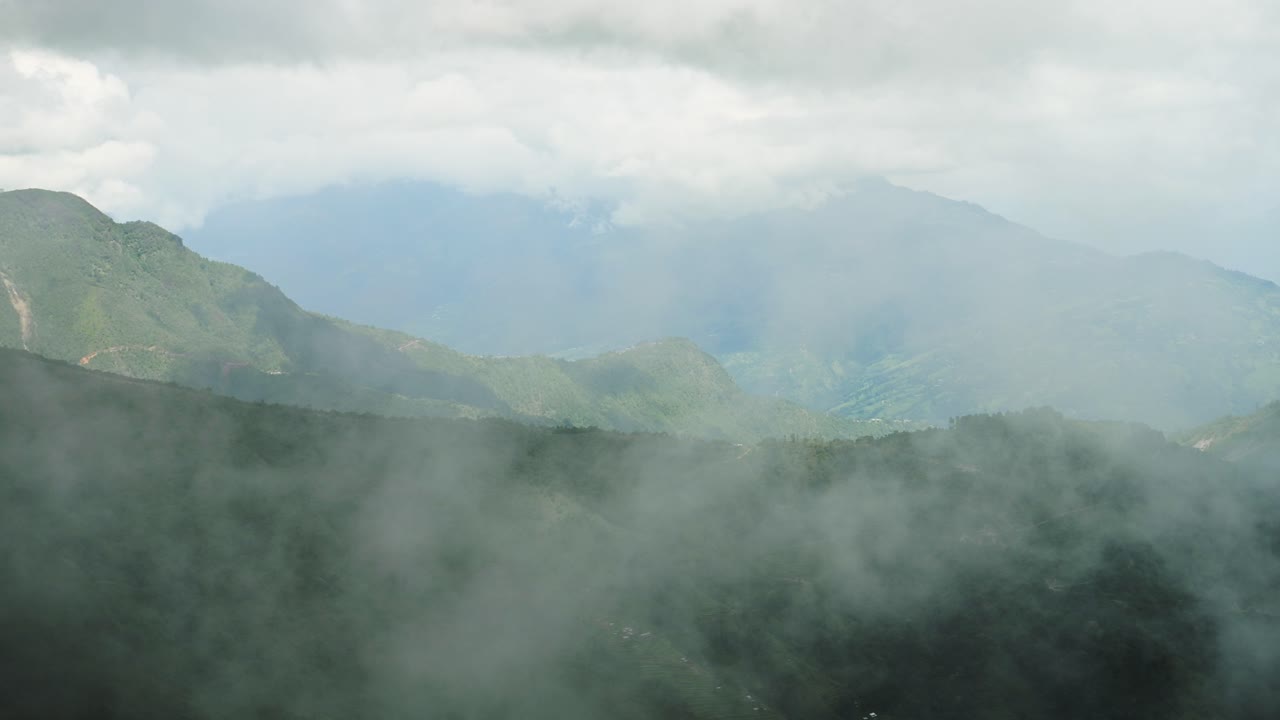 Time Lapse of Clouds Moving Through a Valley, Timelapse of Cloud Rolling Over Trees in Mountains Landscape Scenery in Nepal