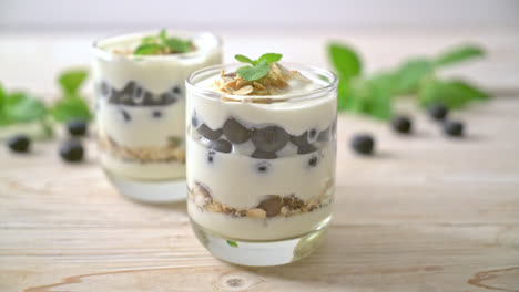 arándanos frescos y yogur con granola - estilo de comida saludable
