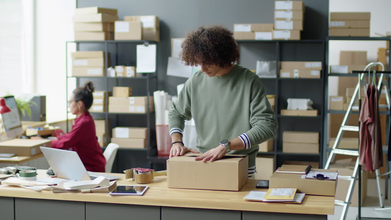 Packaging Boxes for Shipping at a Small Business