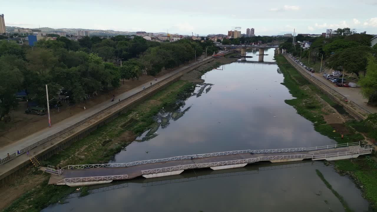Marikina Floating Bridge In Marikina City, Metro Manila, Philippines. Aerial Drone Shot