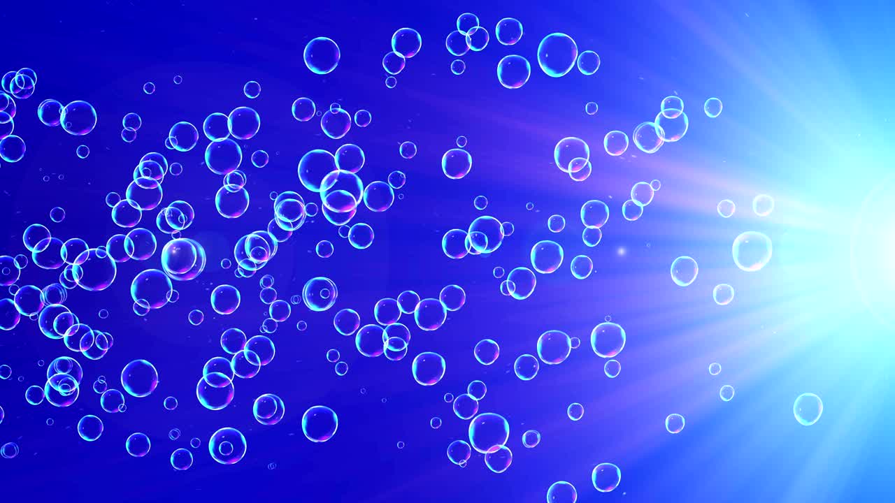 burbujas de arco iris en un fondo azul