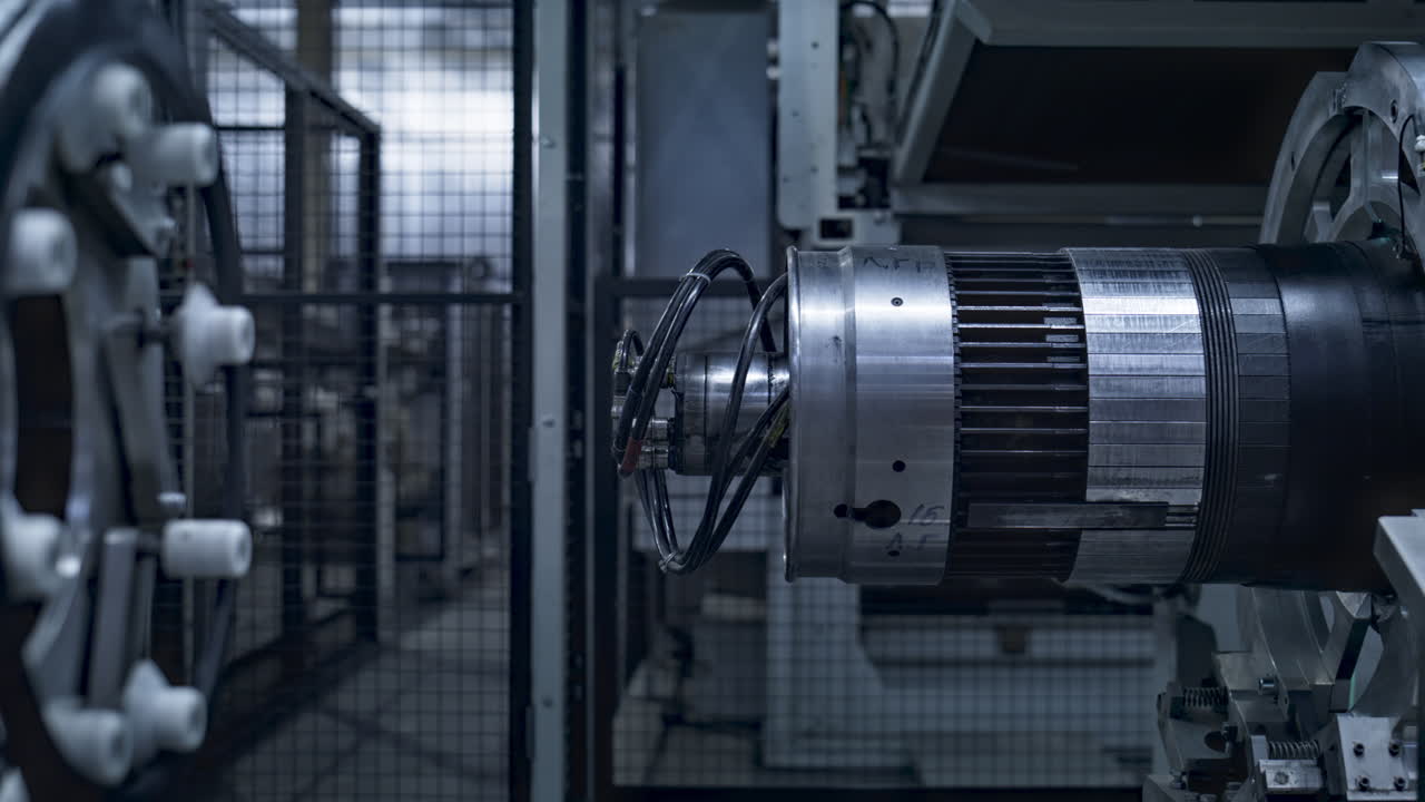 Closeup tyre building automat in modern robotic automated manufacture concept