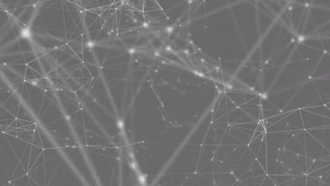 Animation-of-network-of-connections-with-glowing-spots-on-grey-background