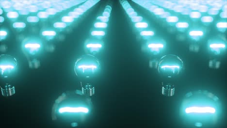 superficie infinita de bombillas azules incandescentes intermitentes. luces parpadeantes. bucle sin costuras 3d render