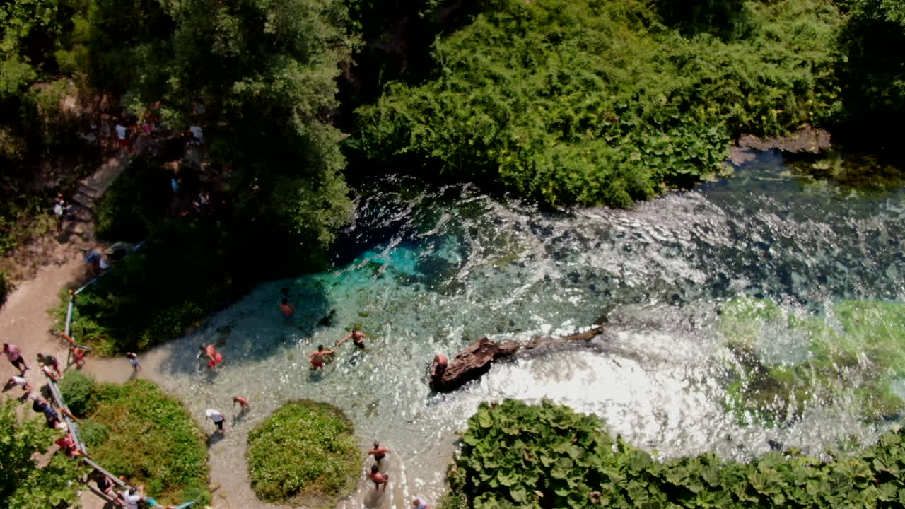 Fantastic aerial shot of the Blue Eye in Albania