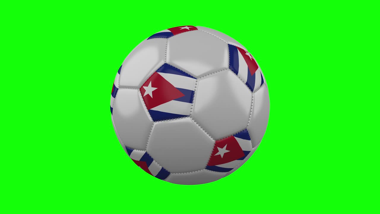 푸른색 크로마 키, 루프에 쿠바 발이 있는 축구공