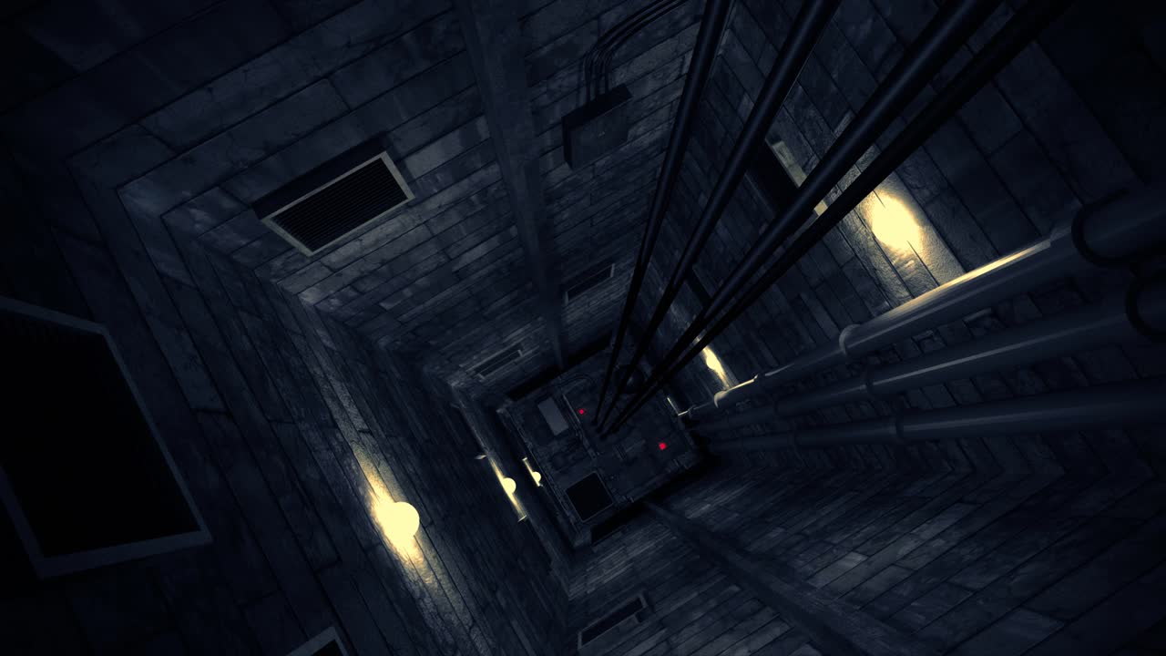 Elevator shaft lift shaft bunker vault safe nuclear machinery 4k