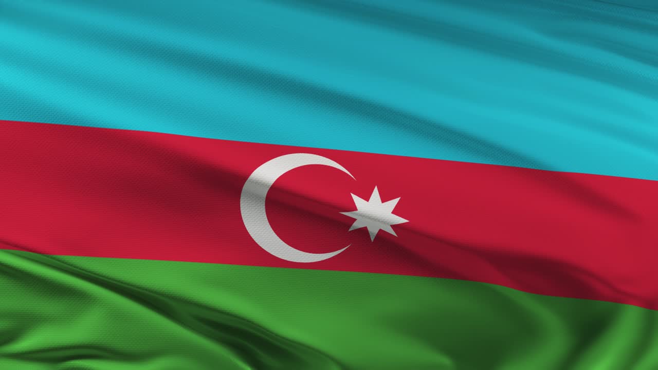 アゼルバイジャン国旗は風に振り回される 3d アニメーション 4k 解像度