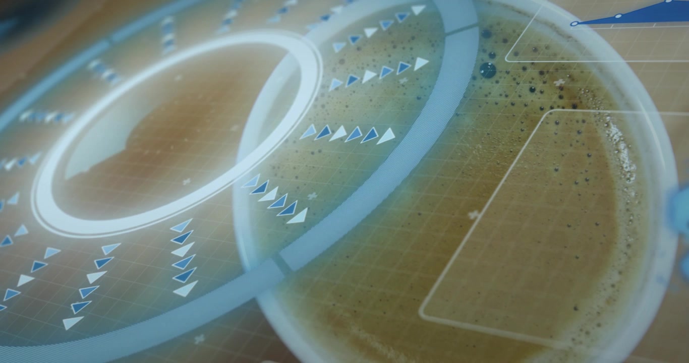 3D circular interface emerging, glowing rings pulsing, markers scanning, ring rotating updating map