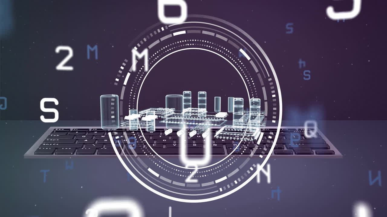 Animation of globe with data processing over laptop on black background