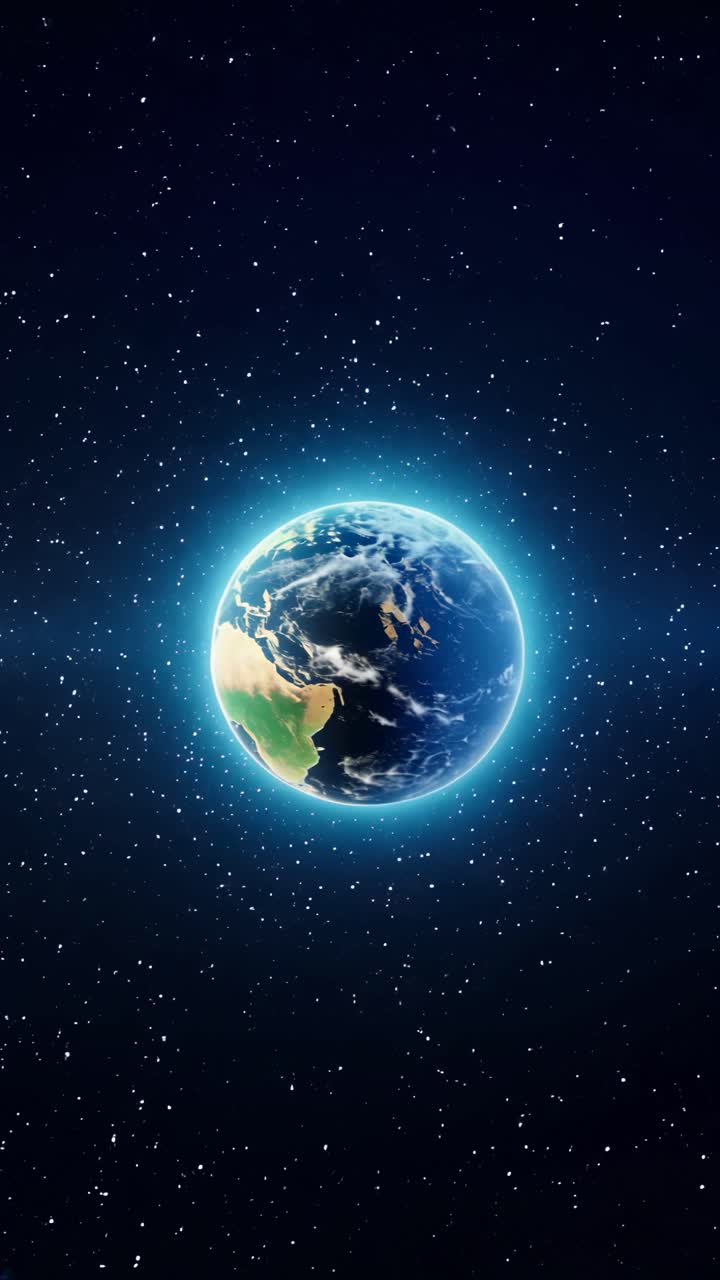 Una impresionante captura de video de la Tierra desde el espacio, tomada desde un ángulo alto, mostrando un resplandor