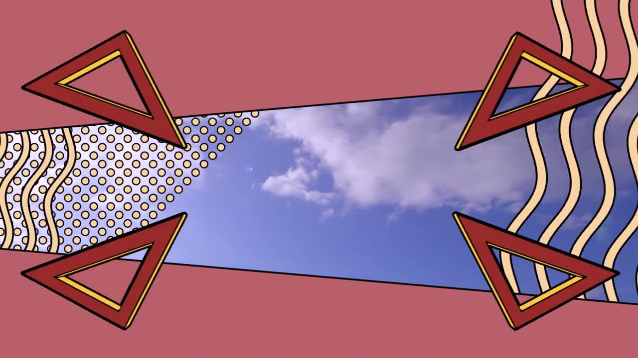 하늘 위에서 움직이는 레트로 모양의 네트워크의 애니메이션