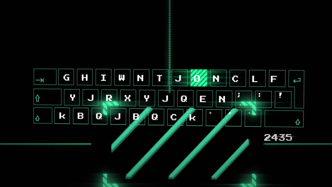 Animation of digital data processing over dark background