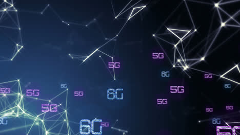 animación de la red de conexiones con texto 5g sobre formas