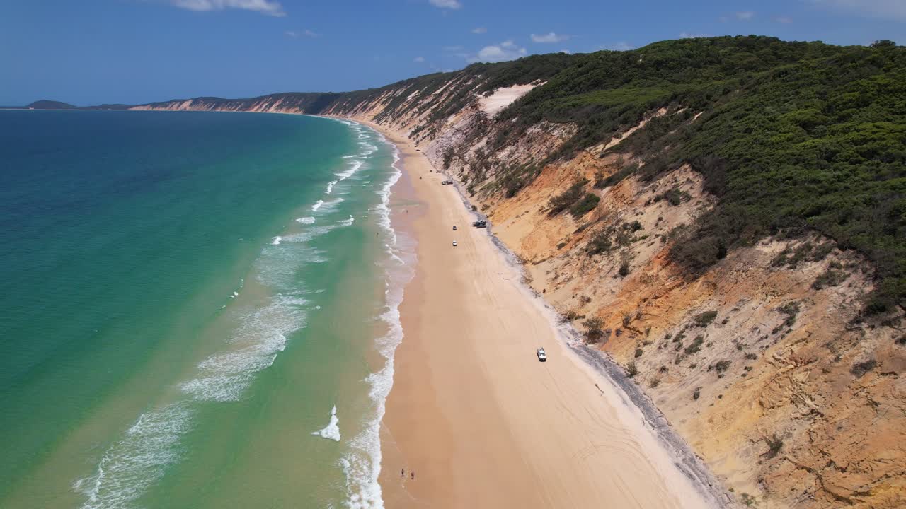 Aerial Shot of the Iconic Sand Dunes at Rainbow Beach