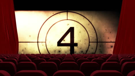 cuenta atrás en la pantalla de cine vacía 4k