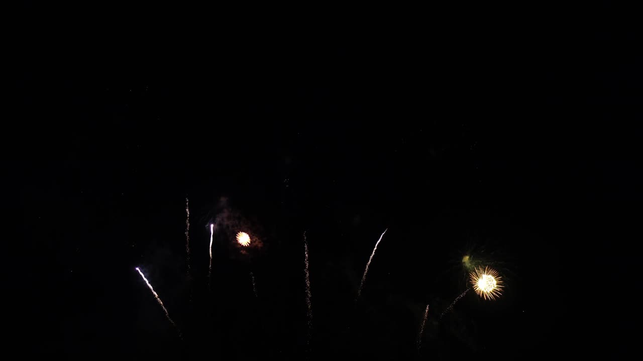 Fuochi d'artificio 4K nel cielo notturno.