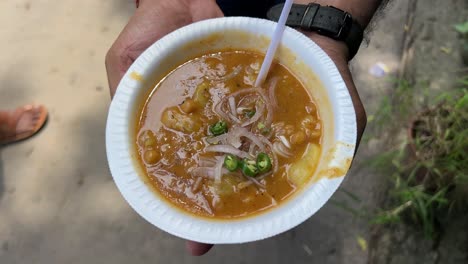 delicious indian street food: chickpea and potato curry