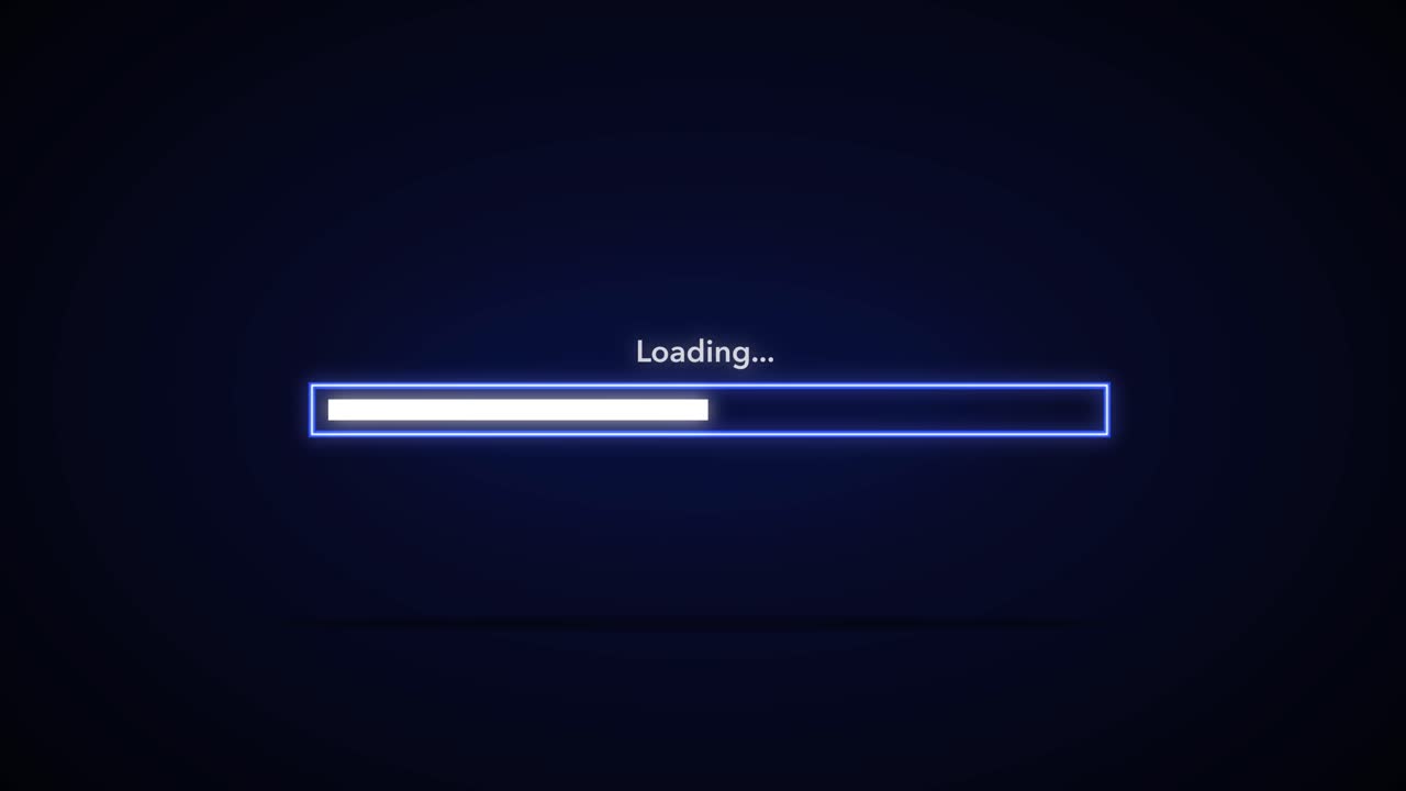 Loading bar with blue glow, digital, computer, files, load 4k