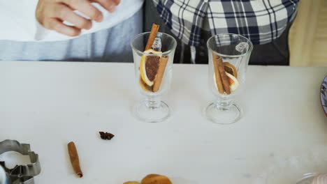 preparing mulled wine or spiced drinks