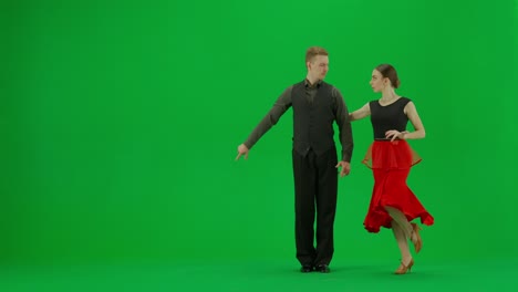 couple dancing tango on green screen