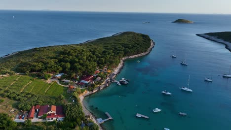 aerial view of hvar vira ferry port in hvar, croatia