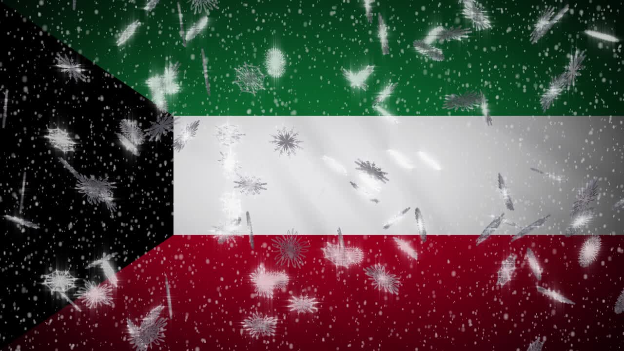 쿠웨이트 발이 눈을 내리고, 새해와 크리스마스 배경, 루프