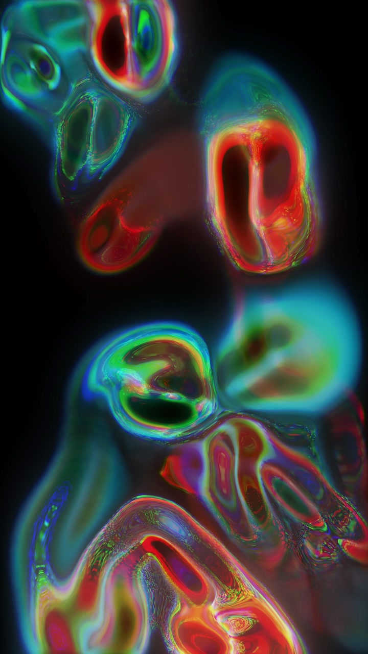 Vertical animation of colorful iridescent liquid forms moving slowly, perfect for social media stories and backgrounds