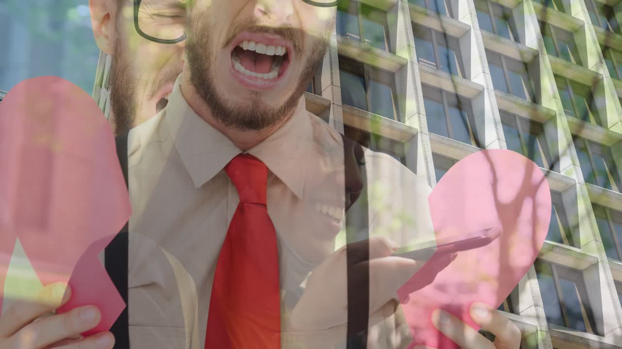 Animazione di forme su diverse persone e un panorama urbano.