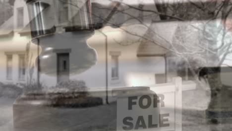 House for sale against falling gavel