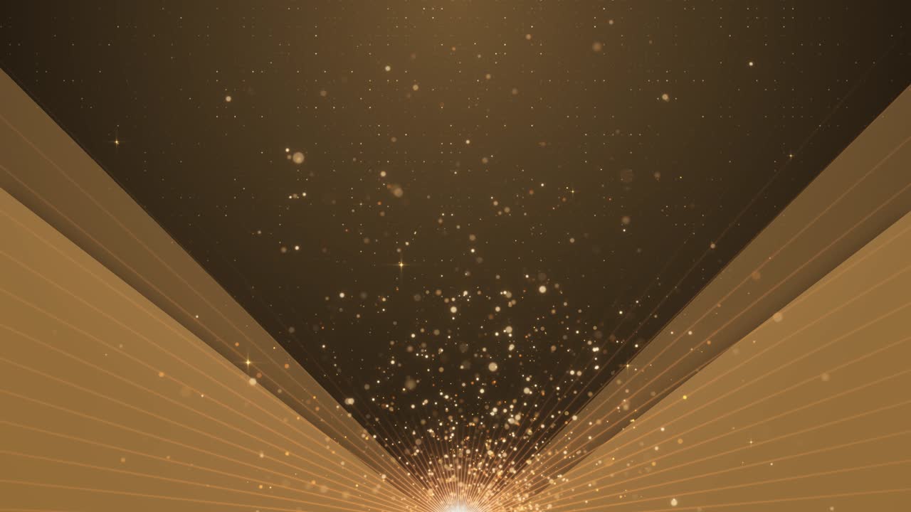 Golden particles burst radiant linear beams over deep luxurious backdrop creating sense of elegance