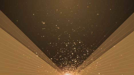 golden particles burst radiant linear beams over deep luxurious backdrop creating sense of elegance