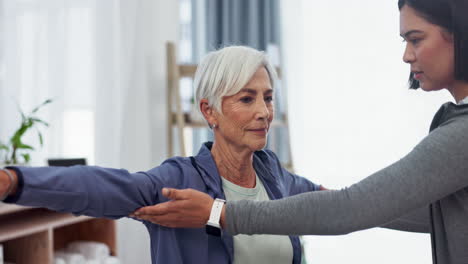 Mujer,-Paciente-Y-Fisioterapia-En-El-Cuidado-De-Personas-Mayores.