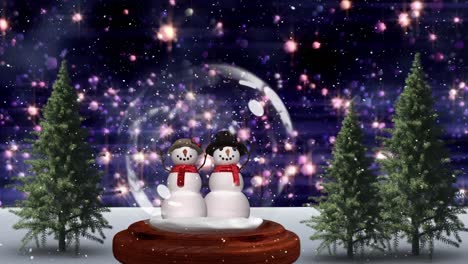 Cute-Christmas-animation-of-snowman-couple-in-magical-forest-4k