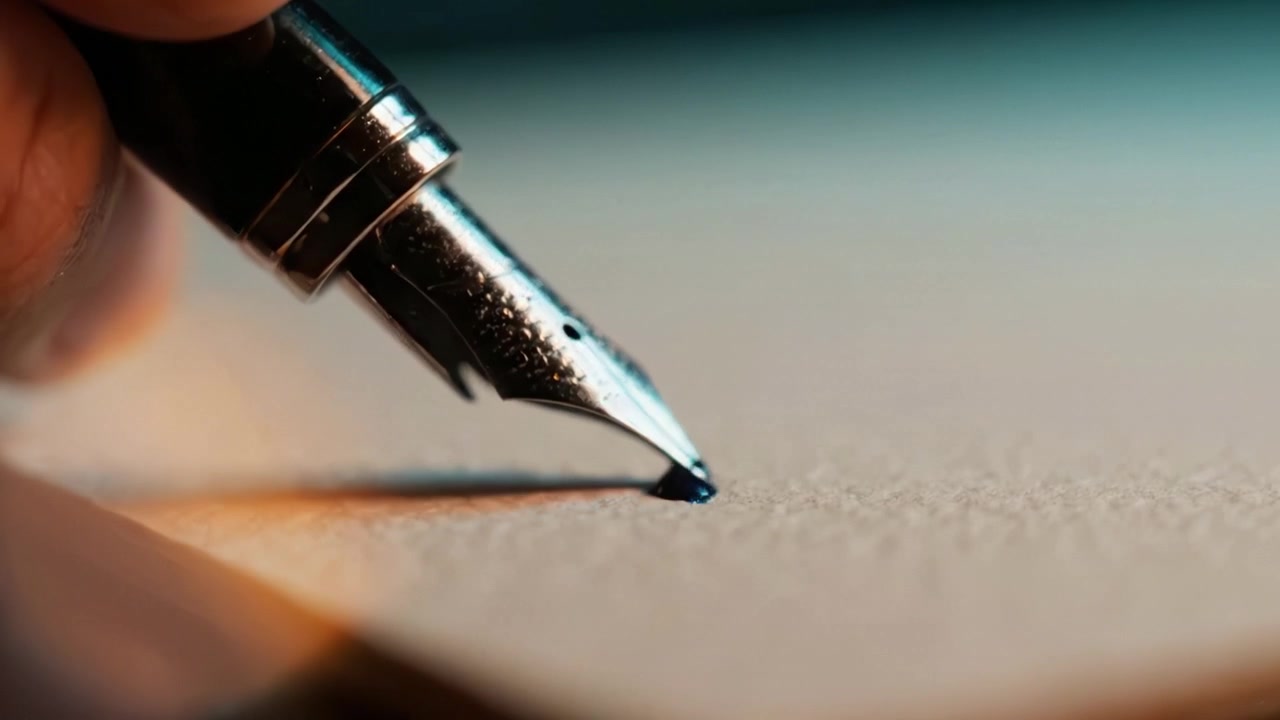 A Handwriting Journey: Capturing the Intricacies of Fountain Pen Calligraphy on Textured Paper, from Initial Touch to Flowing Ink Mastery.