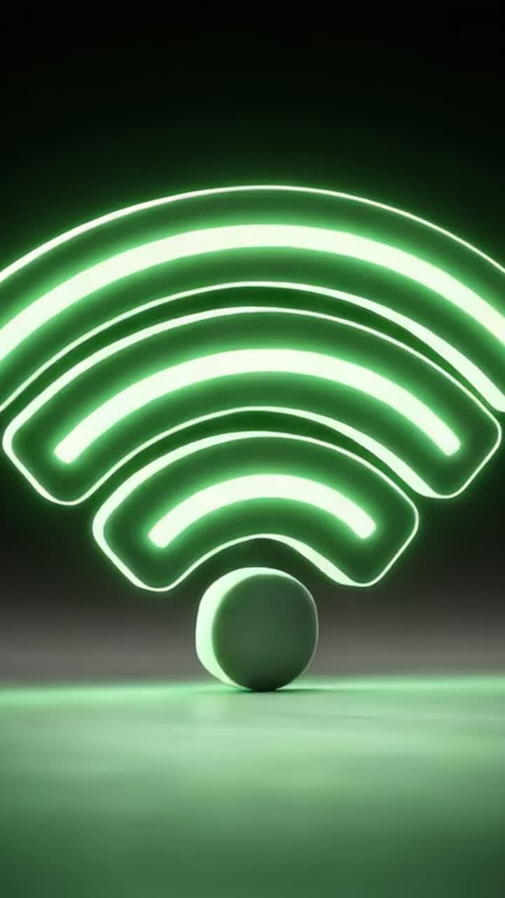 Modern Green Wi-Fi Symbol Illuminated with Vibrant Light, Representing Strong Connectivity and Technology Advancements in the Digital Age